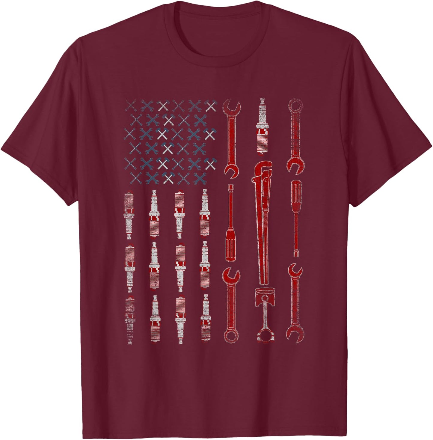 The Official Mechanic USA Flag Kids Men T-Shirt - T-Shirt | Maroon