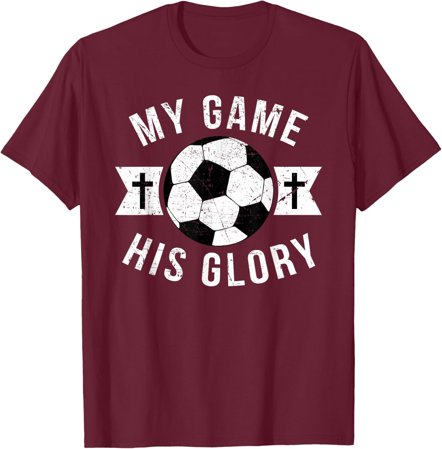 Christian Soccer Gifts Teen Boys Girls Sayings Phrases Cross T-Shirt - T-Shirt | Maroon