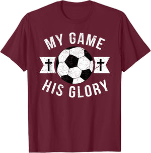 Christian Soccer Gifts Teen Boys Girls Sayings Phrases Cross T-Shirt - T-Shirt | Maroon