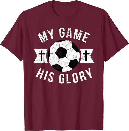 Christian Soccer Gifts Teen Boys Girls Sayings Phrases Cross T-Shirt - T-Shirt | Maroon