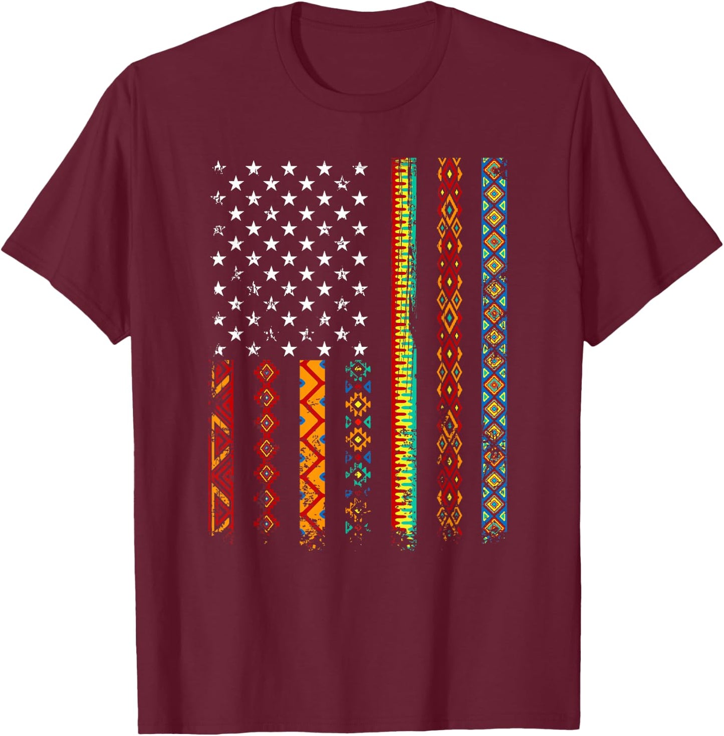 African Kente Cloth Shirts American Flag T-Shirt - T-Shirt | Maroon