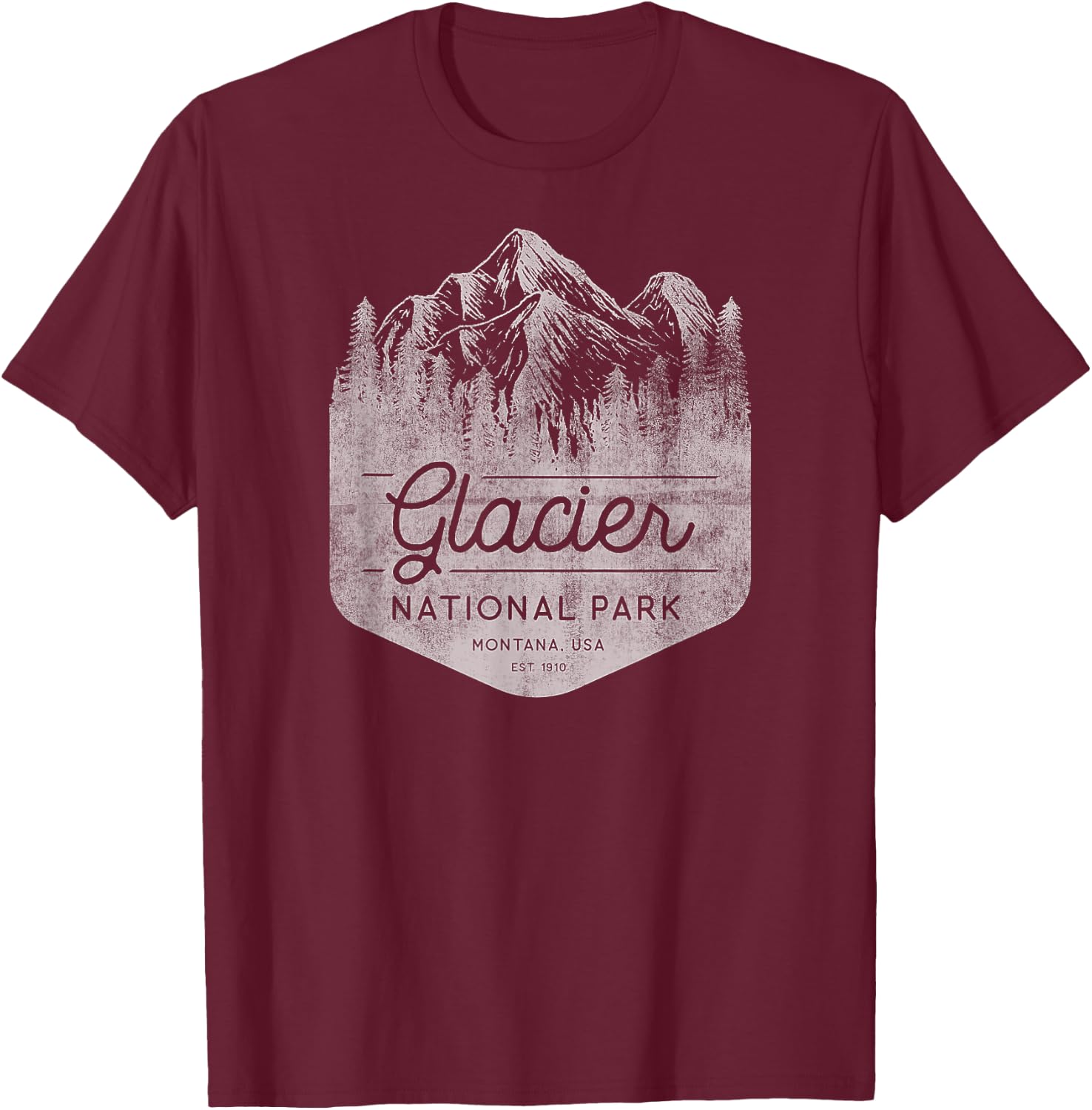 Family Vacation Design - Glacier National Park T-Shirt - T-Shirt | Maroon