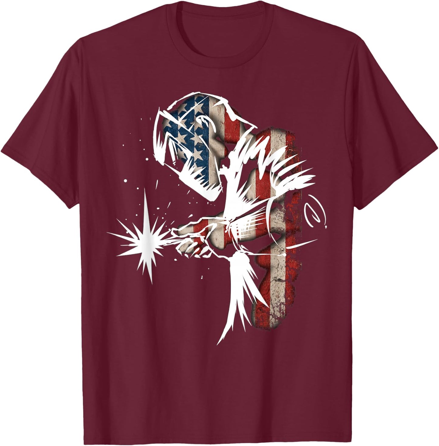 Welder American Flag USA Patriotic Welder Gift T-Shirt - T-Shirt | Maroon