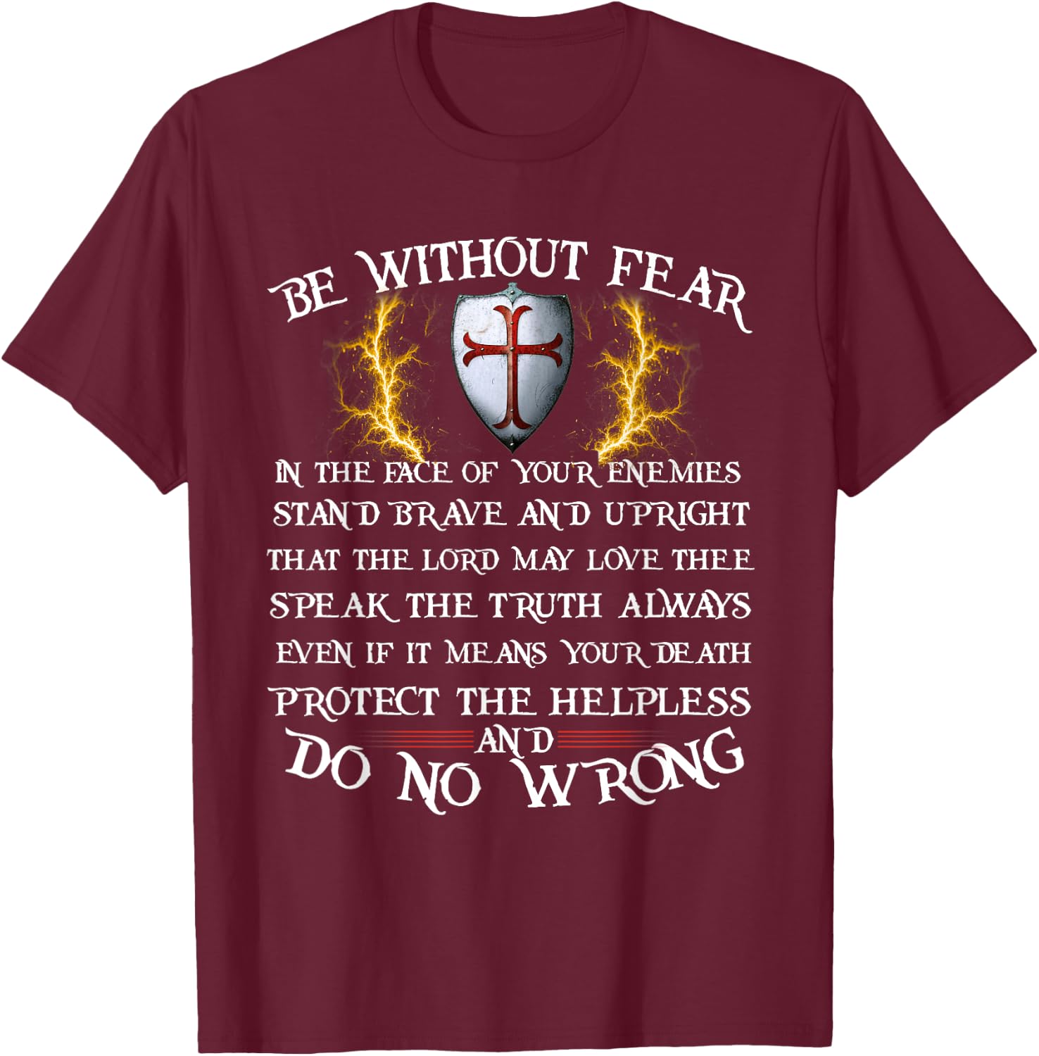 Crusader Knight | Knights Templar Code | Holy Cross T-Shirt - T-Shirt | Maroon
