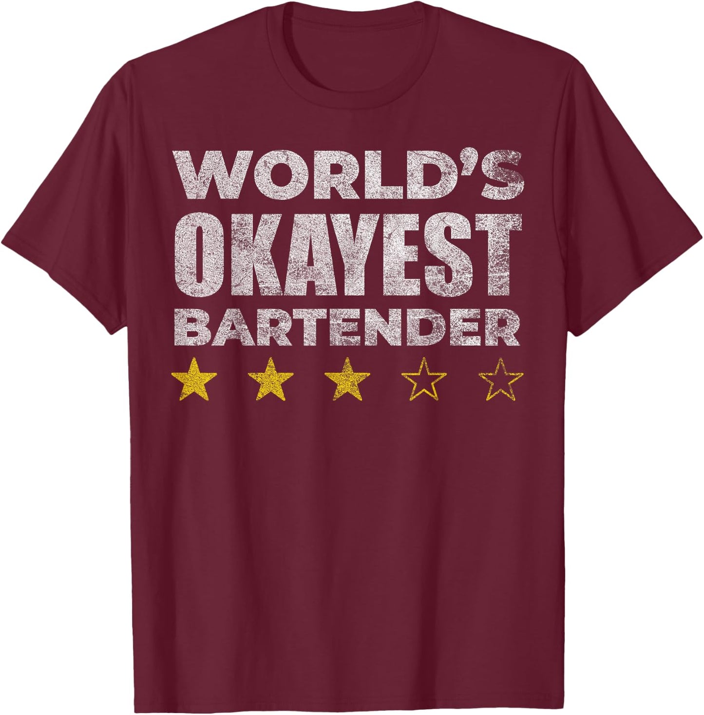 Funny Worlds Okayest Bartender - Vintage Style T-Shirt - T-Shirt | Maroon