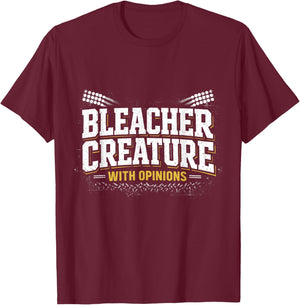 Bleacher Creature with Opinions Sports Fan Stadium Youth Kid T-Shirt - T-Shirt | Maroon