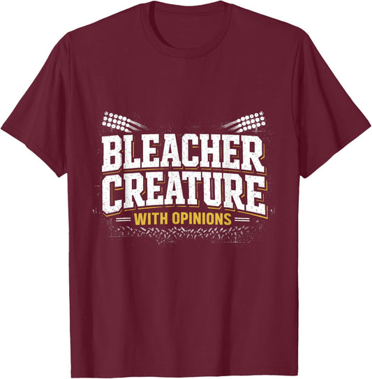 Bleacher Creature with Opinions Sports Fan Stadium Youth Kid T-Shirt - T-Shirt | Maroon