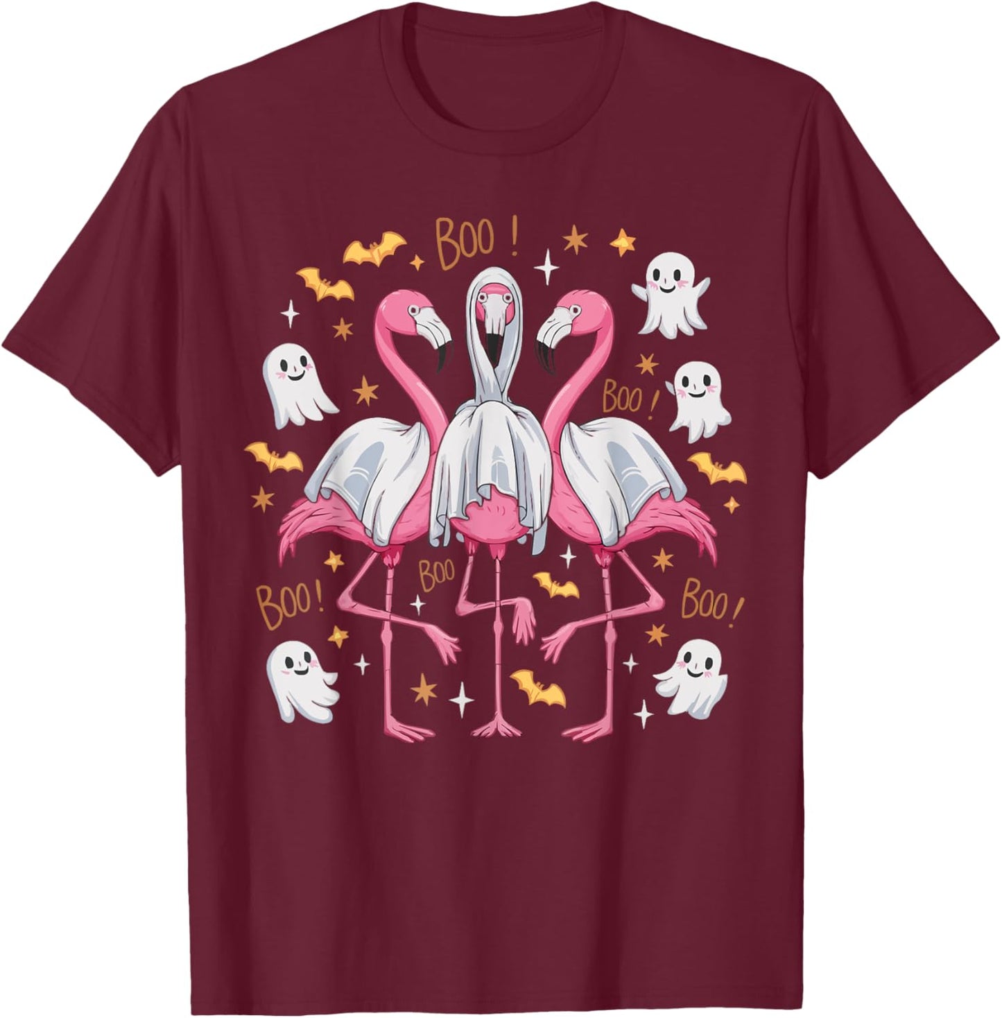 Flamingo Halloween Spooky Wading Bird Scary Trick Or Treat T-Shirt - T-Shirt | Maroon