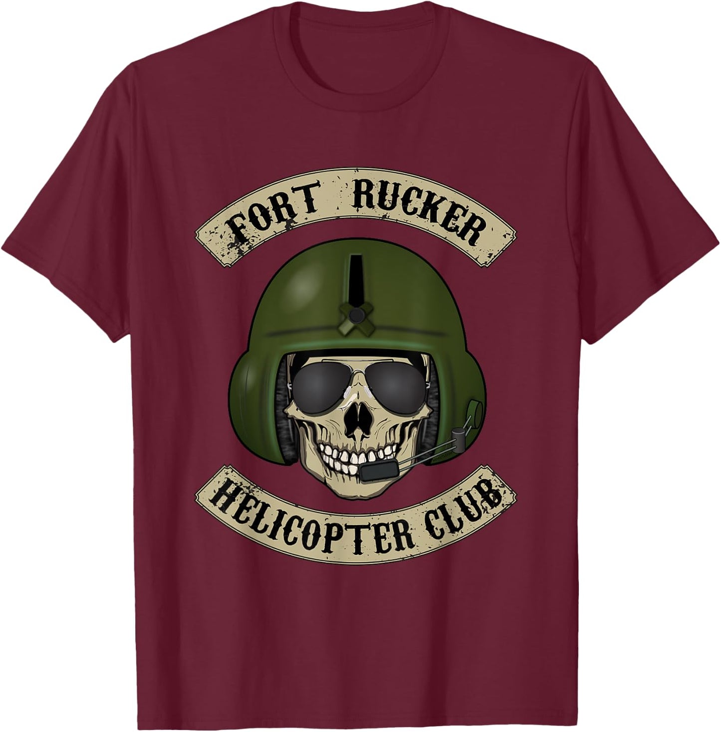 Fort Rucker Helicopter Club T shirt Pilot, Crew Chief T-Shirt - T-Shirt | Maroon