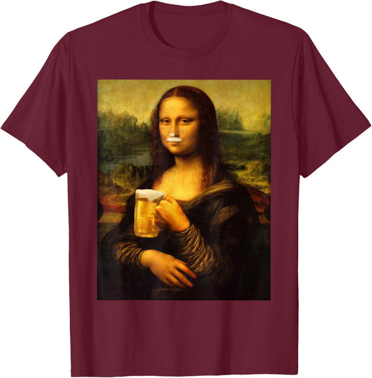 Mona Lisa Beer Hacken, Men, Shirt Women T-Shirt - T-Shirt | Maroon
