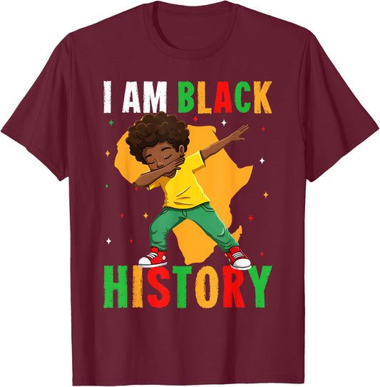 I Am Black History Kids Boys Men Black History Month T-Shirt - T-Shirt | Maroon