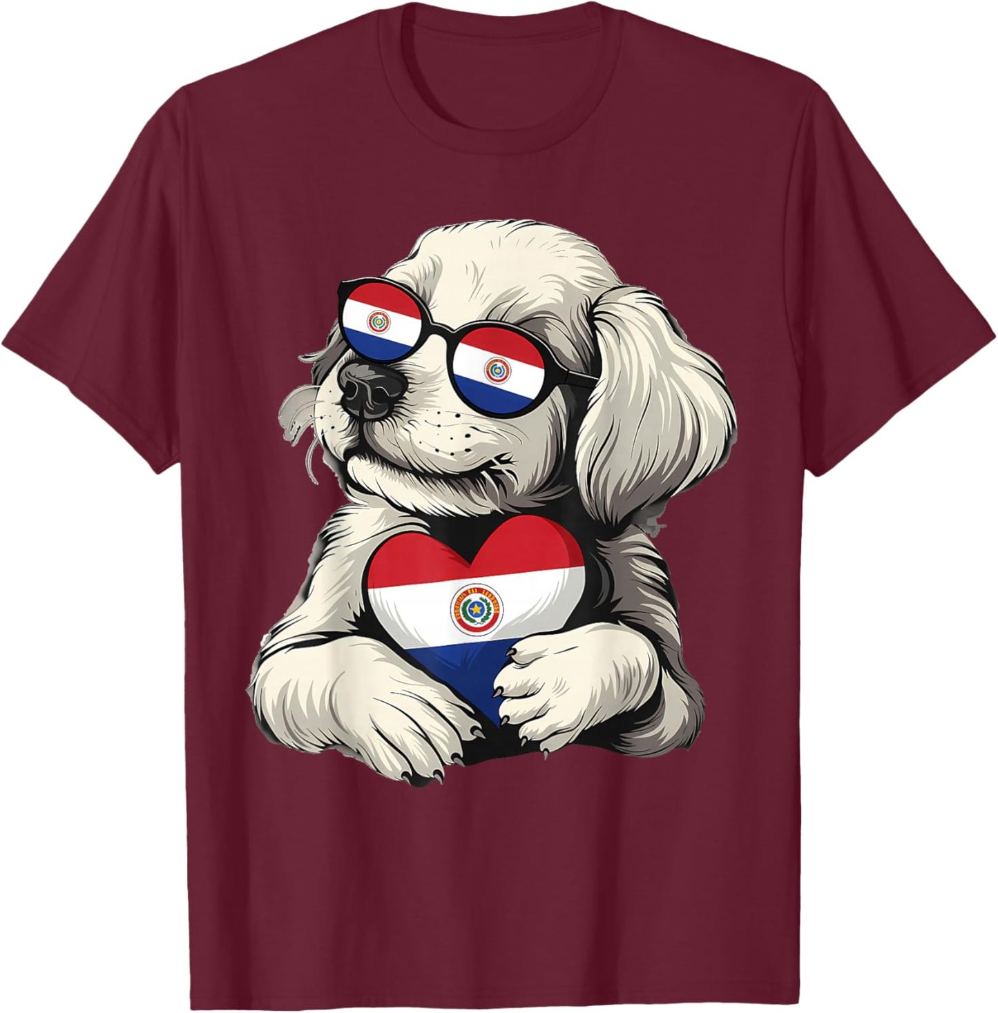 Paraguay Flag Dog Paraguayan Roots T-Shirt - T-Shirt | Maroon