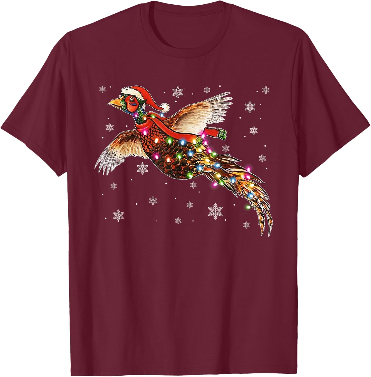 Pheasant Santa Hat Christmas For Pheasant Xmas Gift T-Shirt - T-Shirt | Maroon