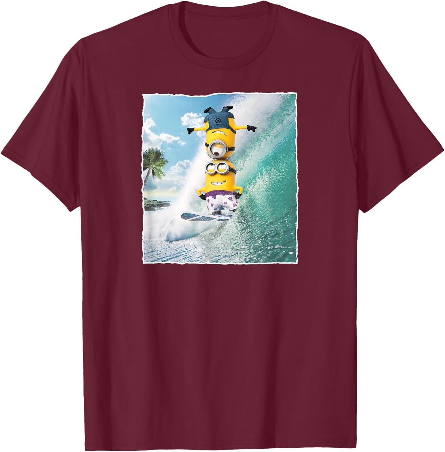 Despicable Me Minions Dave And Stuart Surf Graphic T-Shirt - T-Shirt | Maroon