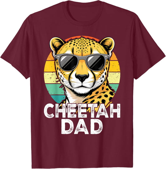 Vintage Dad Cheetah Lovers Daddy Father's Day T-Shirt - T-Shirt | Maroon