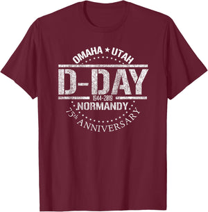 WW2 D-Day 75th Anniversary 1944-2019 Omaha Utah Beach D-Day Men Women T-Shirt - T-Shirt | Maroon