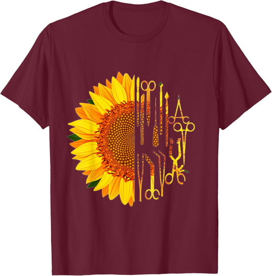 Surgical Scrub Tech Surgeon Sunflower Surgery Intern OR T-Shirt - T-Shirt | Maroon
