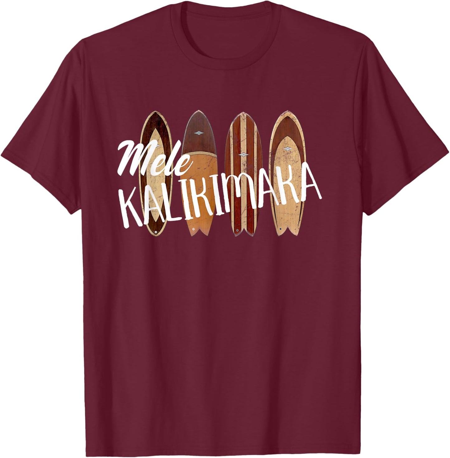 Christmas Mele Kalikimaka Vintage Hawaii surfboards T-Shirt - T-Shirt | Maroon