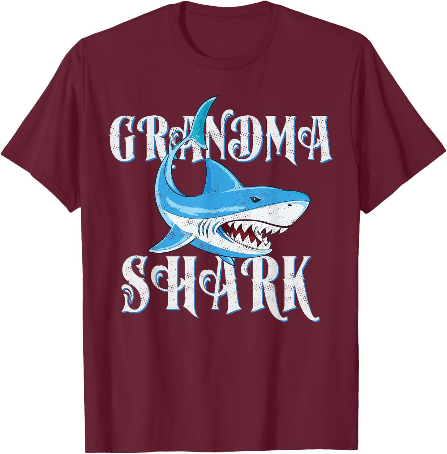 Grandma Shark Shirt, Funny Nana Matching Gift T-Shirt - T-Shirt | Maroon