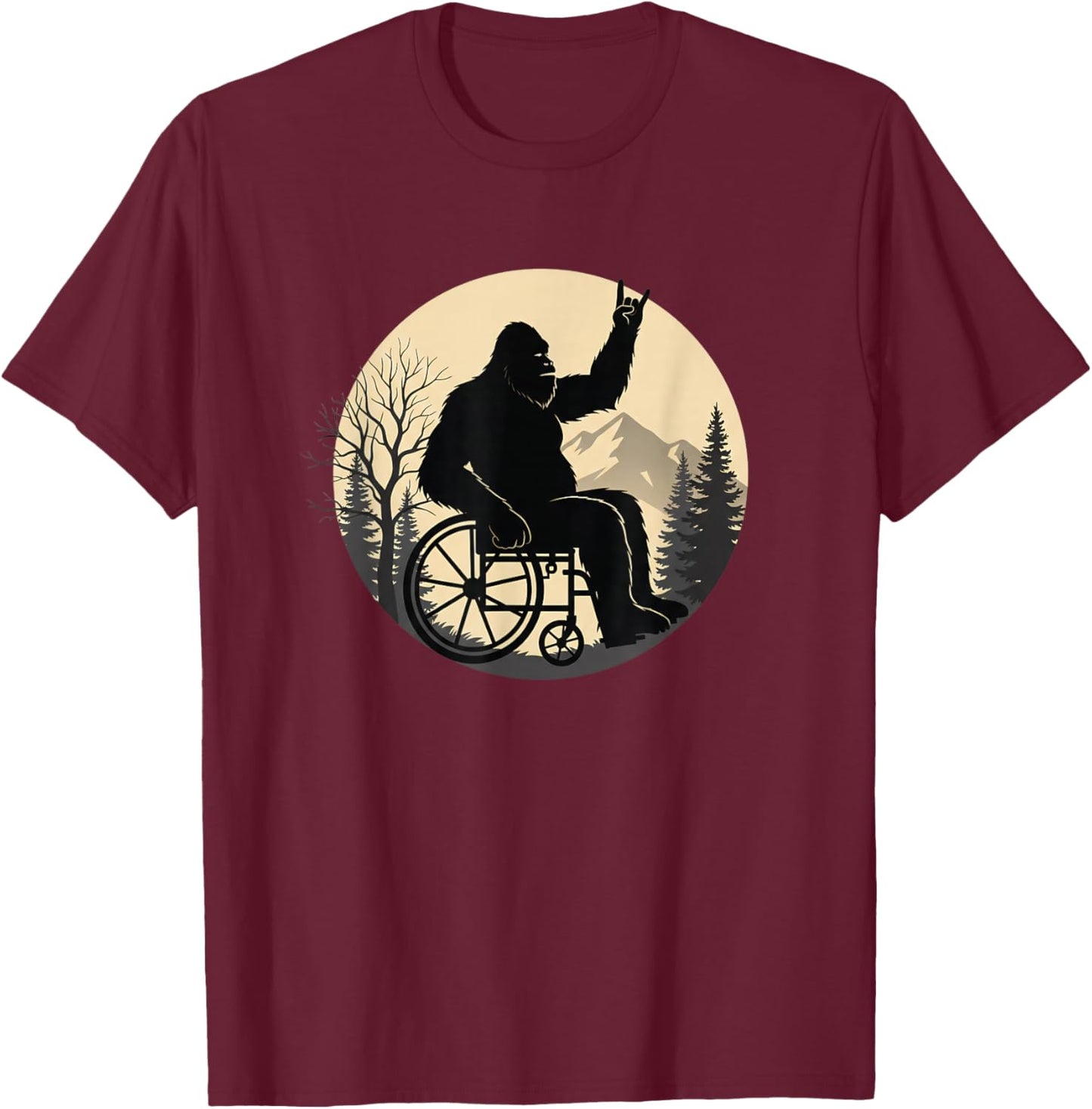 Sasquatch Wheelchair Mountain Birthday Men T-Shirt - T-Shirt | Maroon