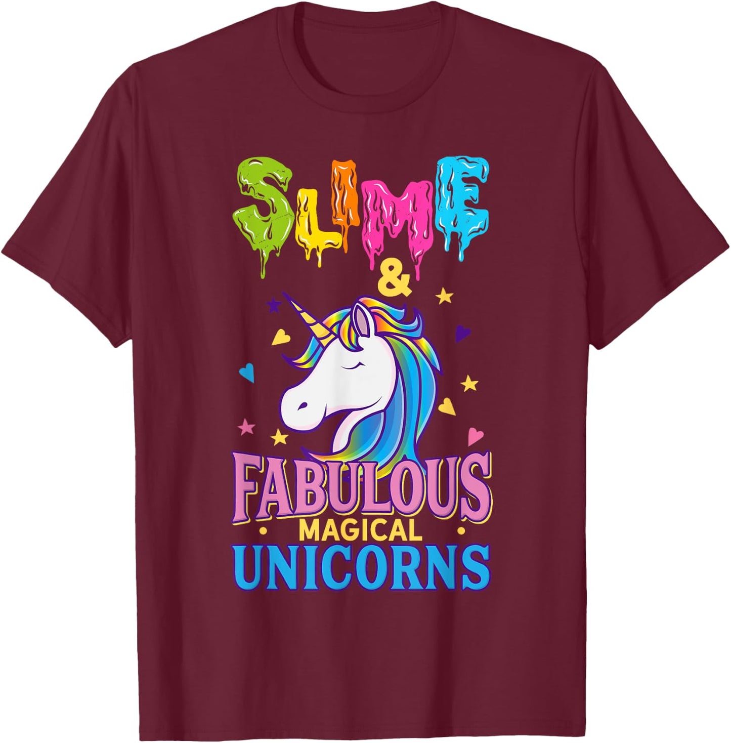 Love Slime Time & Unicorn Girls Gift T-Shirt - T-Shirt | Maroon
