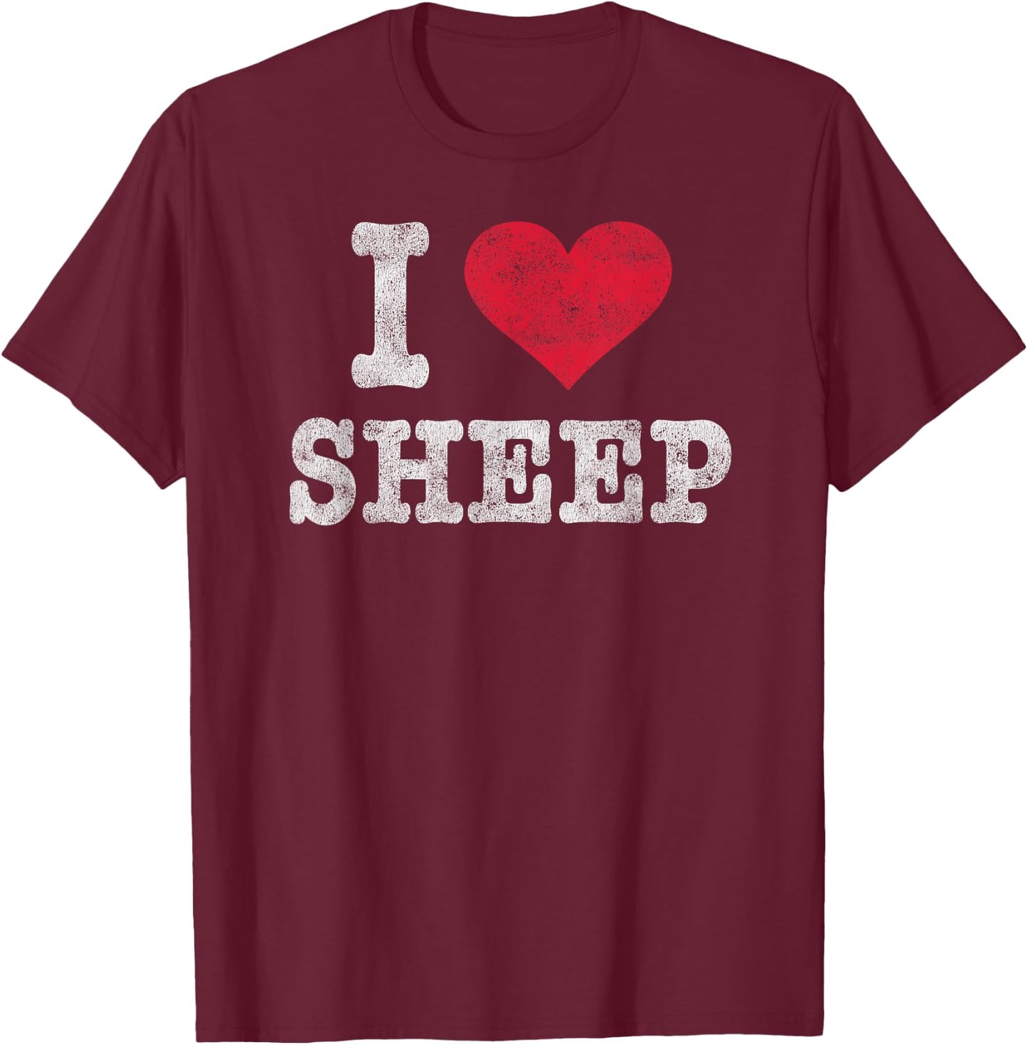 Vintage I Love Sheep Trendy Gift T-Shirt - T-Shirt | Maroon
