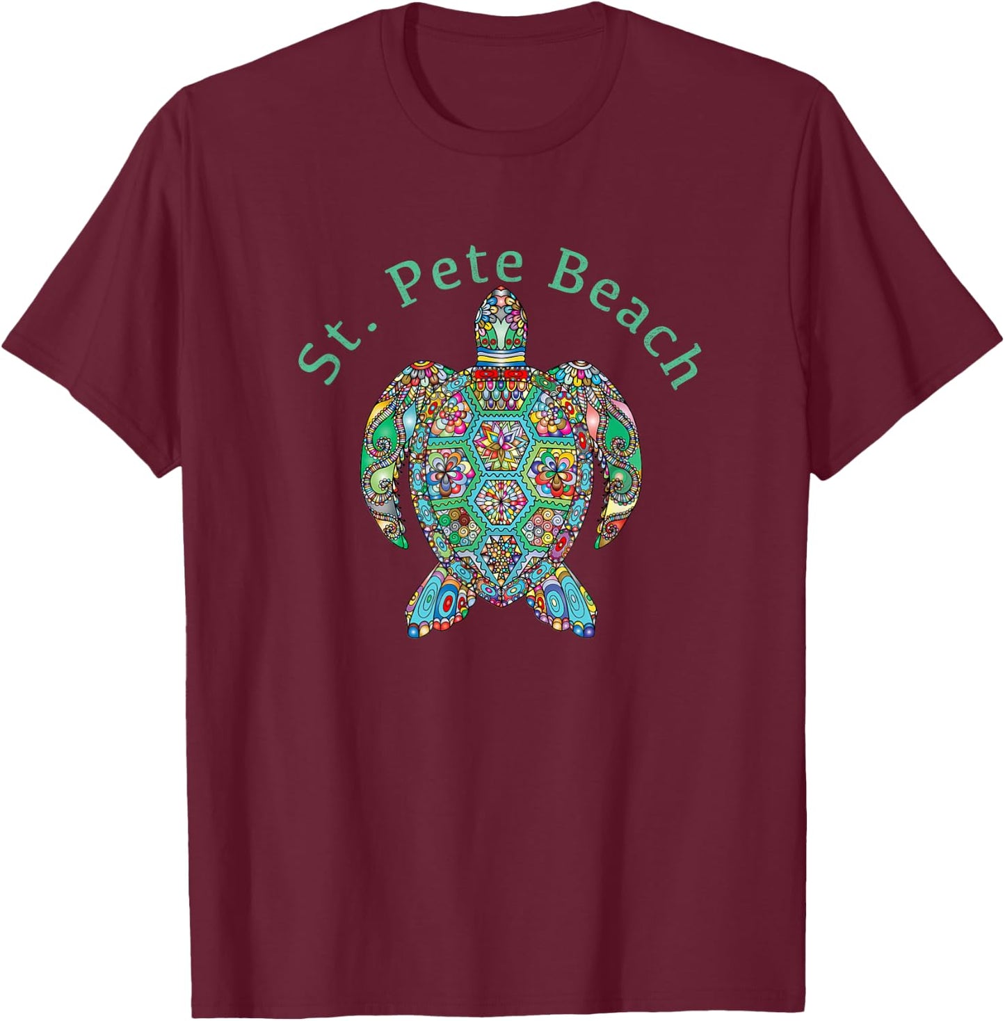 St. Pete Beach Tribal Turtle Gift T-Shirt - T-Shirt | Maroon