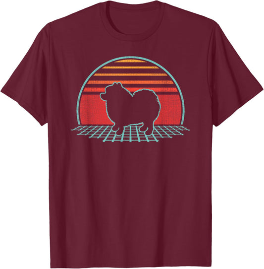 Keeshond Lover Dog Owner Retro Vintage 80s Style T-Shirt - T-Shirt | Maroon