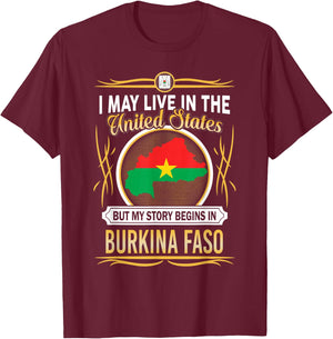 Burkina Faso live in united states T-Shirt - T-Shirt | Maroon