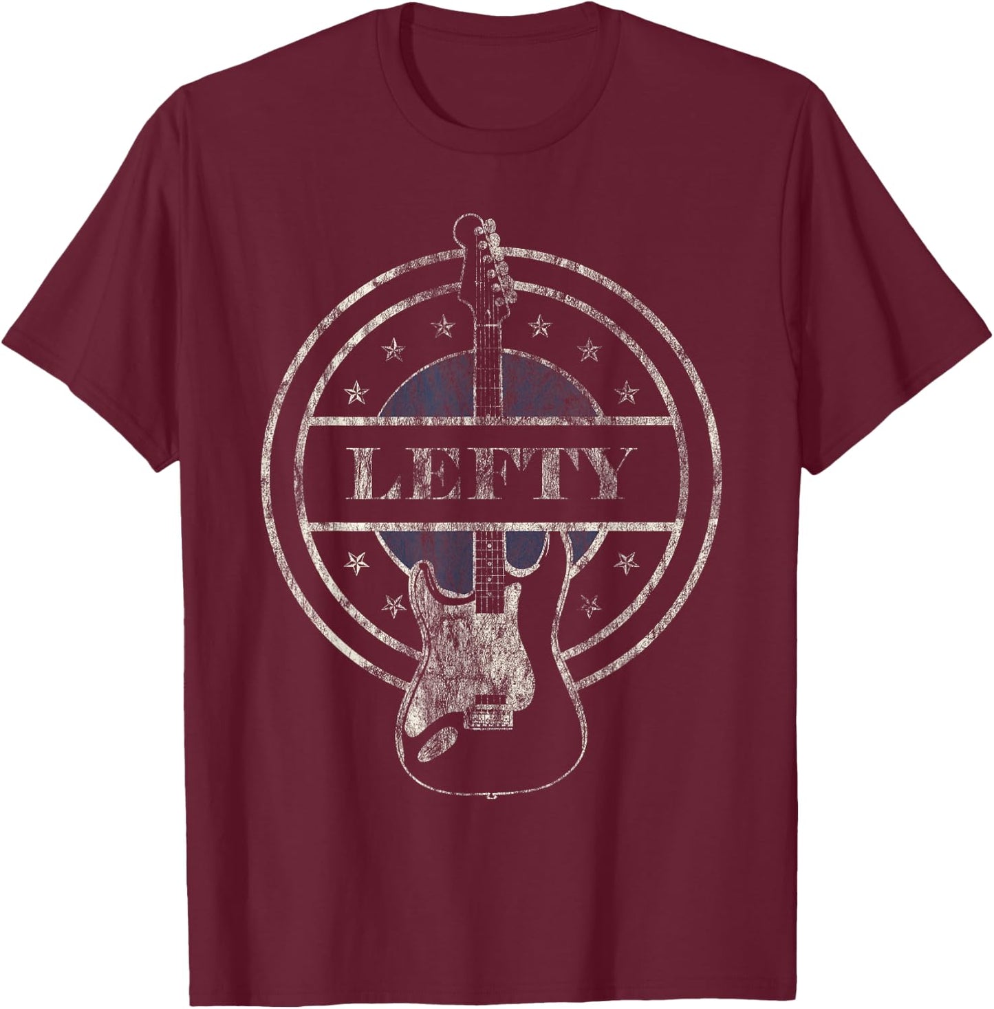 Vintage Left Handed Guitar Player Shirt Funny Gift Lefties T-Shirt - T-Shirt | Maroon