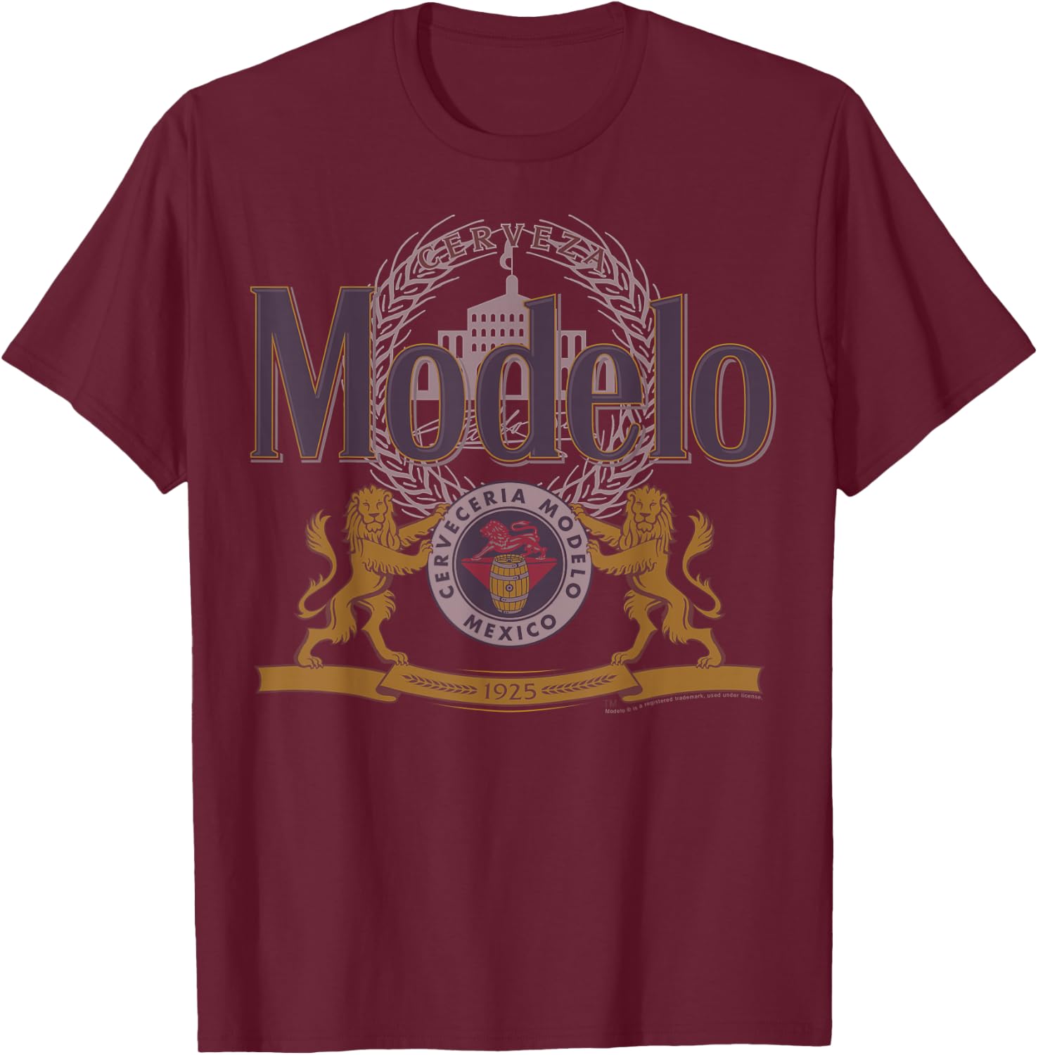 Officially Licensed Modelo Classic Casual T-Shirt - T-Shirt | Maroon