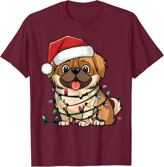 Pekingese Christmas Lights Xmas Dogs Gifts Women T-Shirt - T-Shirt | Maroon