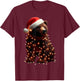 Bear With Santa Hat And Christmas Lights Xmas Brown Bears T-Shirt - T-Shirt | Maroon