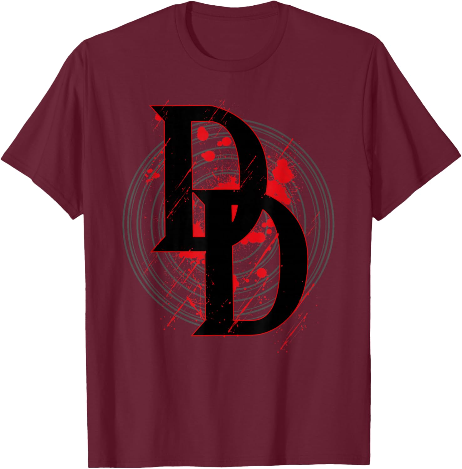 Marvel Daredevil DD Logo Vortex Red Rain Graphic T-Shirt - T-Shirt | Maroon