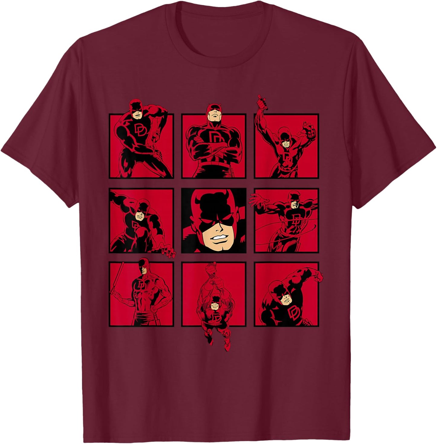 Marvel Comics Retro Classic Daredevil The Man with No Fear T-Shirt - T-Shirt | Maroon