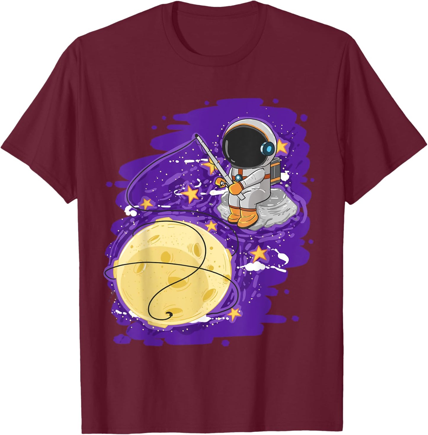 Astronaut Fishing Cute Spaceman Galaxy Space Lover Boys Gift T-Shirt - T-Shirt | Maroon