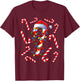 Red And White Candy Cane Santa Christmas Funny Xmas Lights T-Shirt - T-Shirt | Maroon