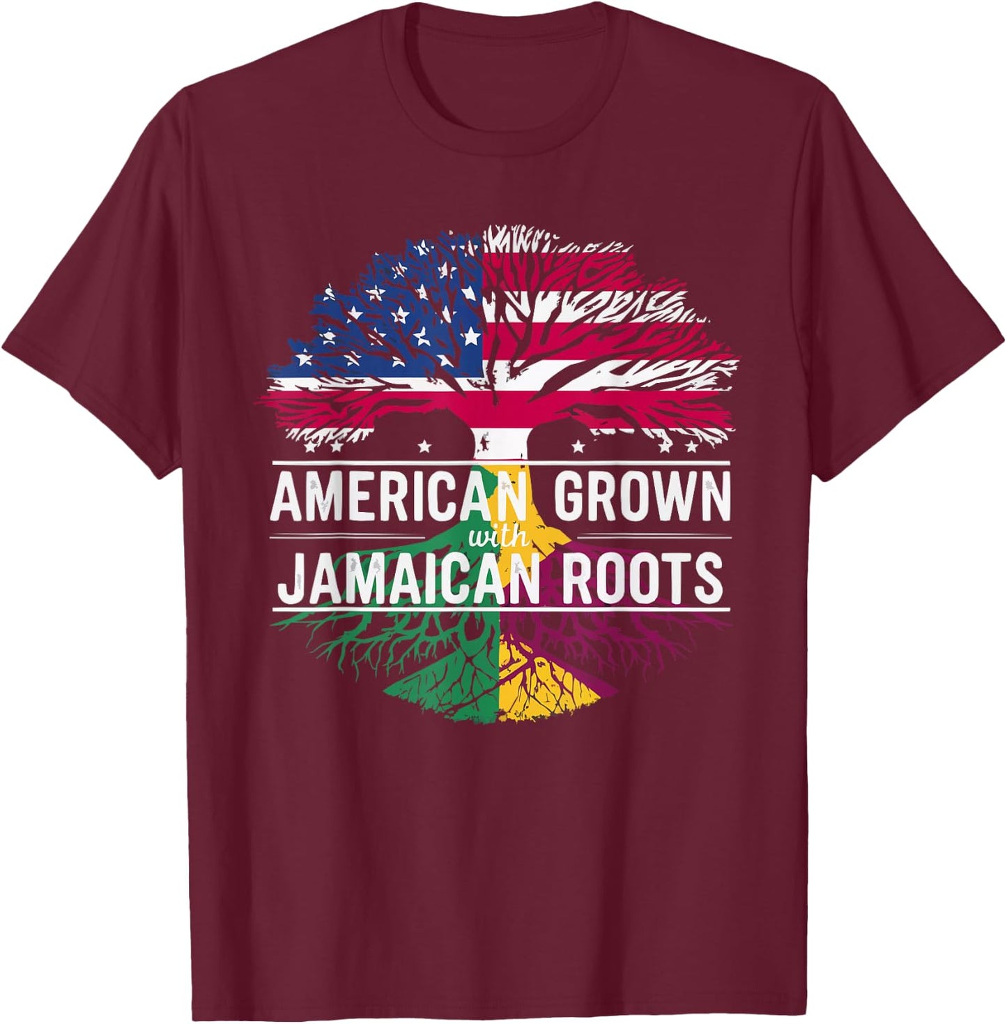 Half American Half Jamaican USA Flag Jamaica America T-Shirt - T-Shirt | Maroon