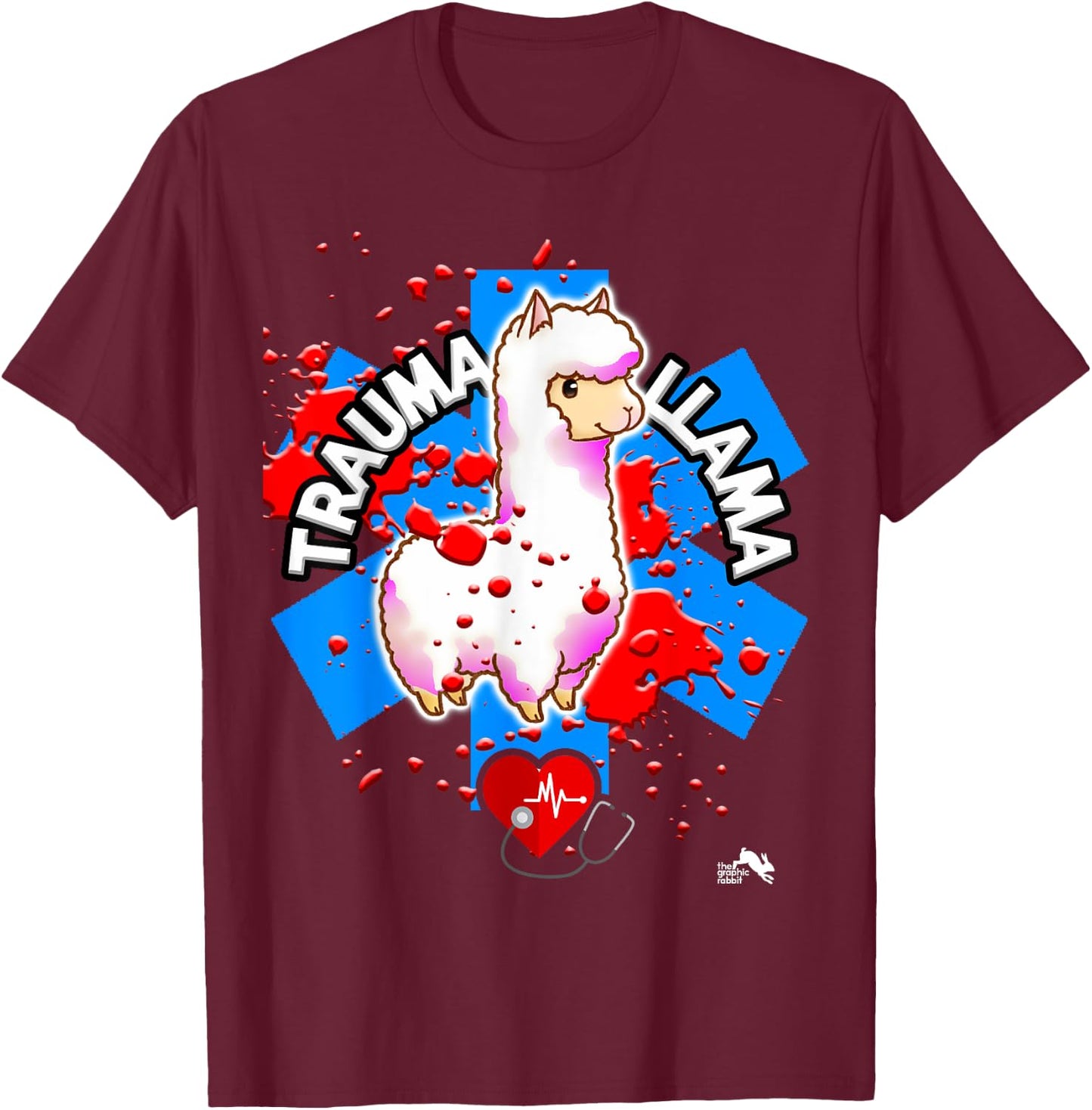 Funny EMT Trauma Llama EMS Paramedic Gift T-Shirt - T-Shirt | Maroon