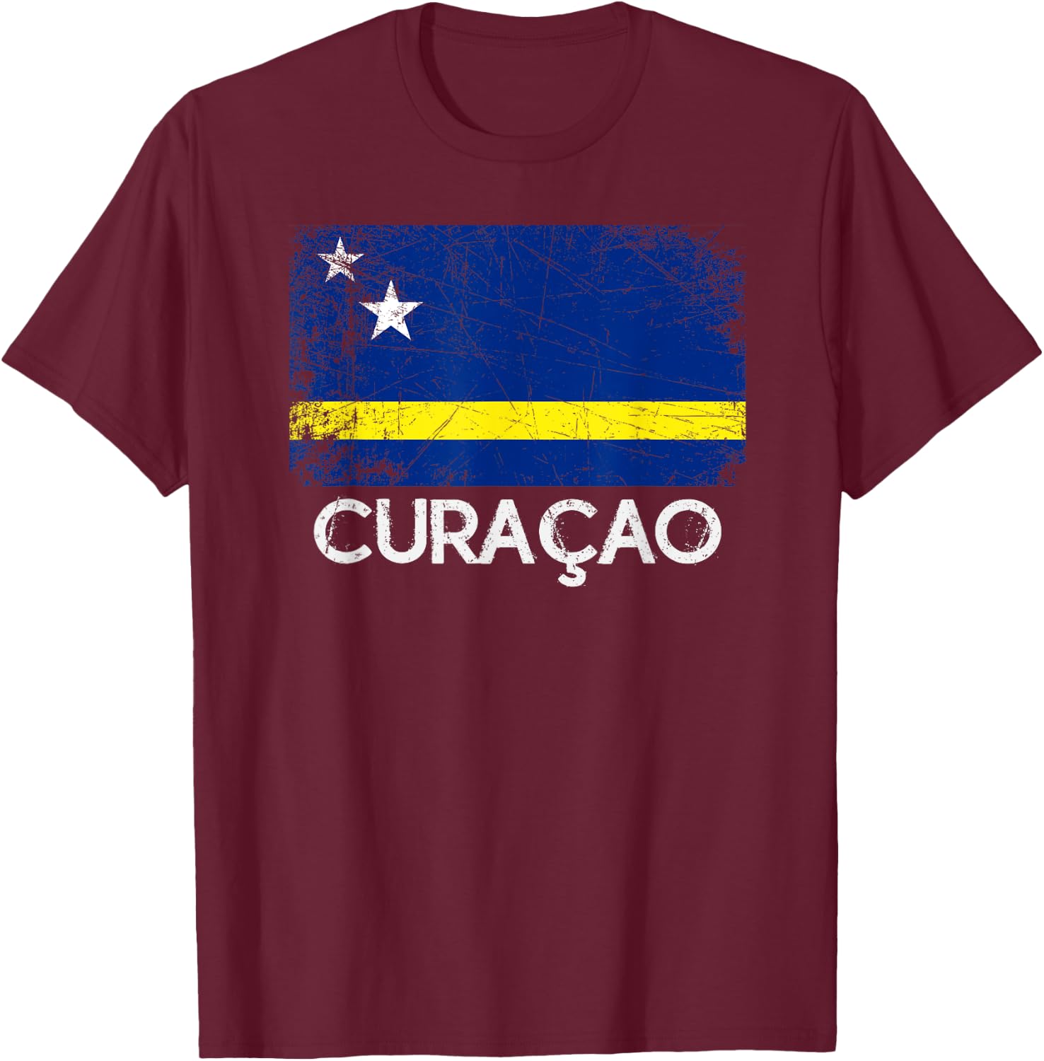 Curacaoan Flag | Vintage Made In Curacao Gift T-Shirt - T-Shirt | Maroon