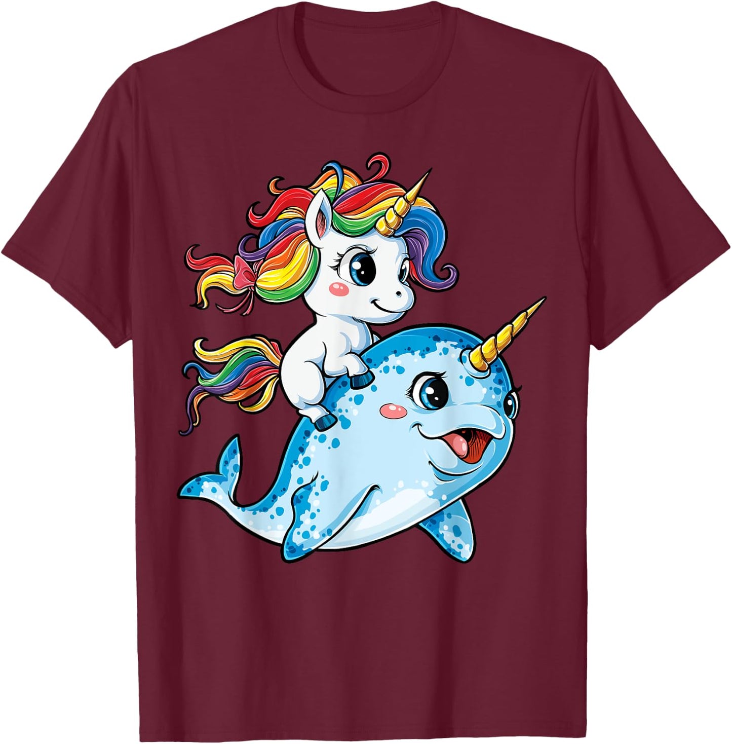 Unicorn Narwhal T shirt Girls Kids Rainbow Unicorns Squad T-Shirt - T-Shirt | Maroon