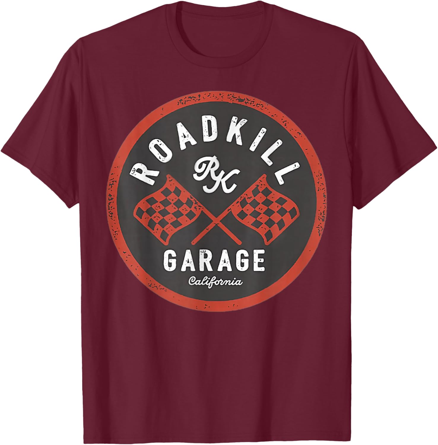 Motortrend Roadkill Garage Flags - Men's Classic Fit Black Small Short Sleeve T-Shirt - T-Shirt | Maroon
