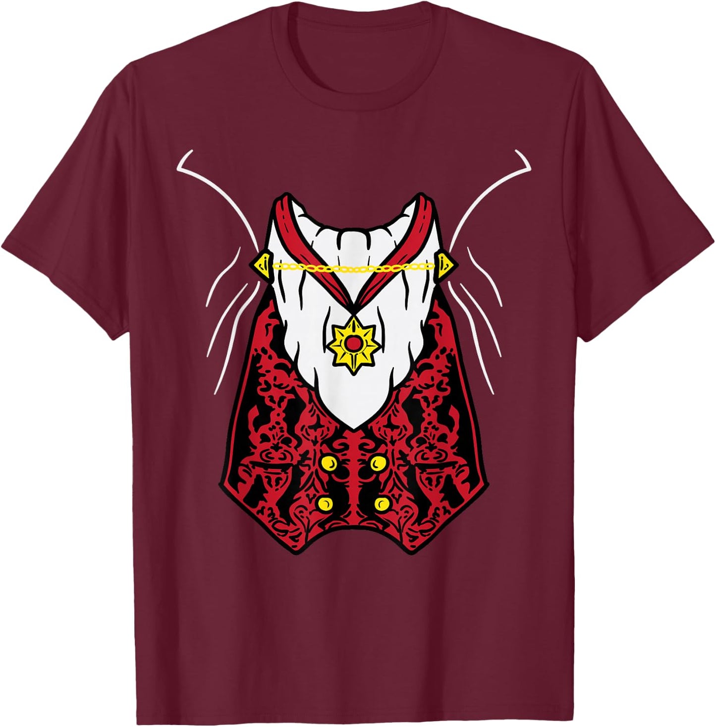 Dracula Vampire Uniform DIY Easy Lazy Halloween Costume T-Shirt - T-Shirt | Maroon
