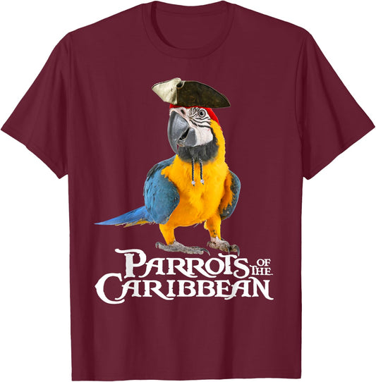 Parrots Of The Caribbean Bird Pirates Halloween Costume Gift T-Shirt - T-Shirt | Maroon