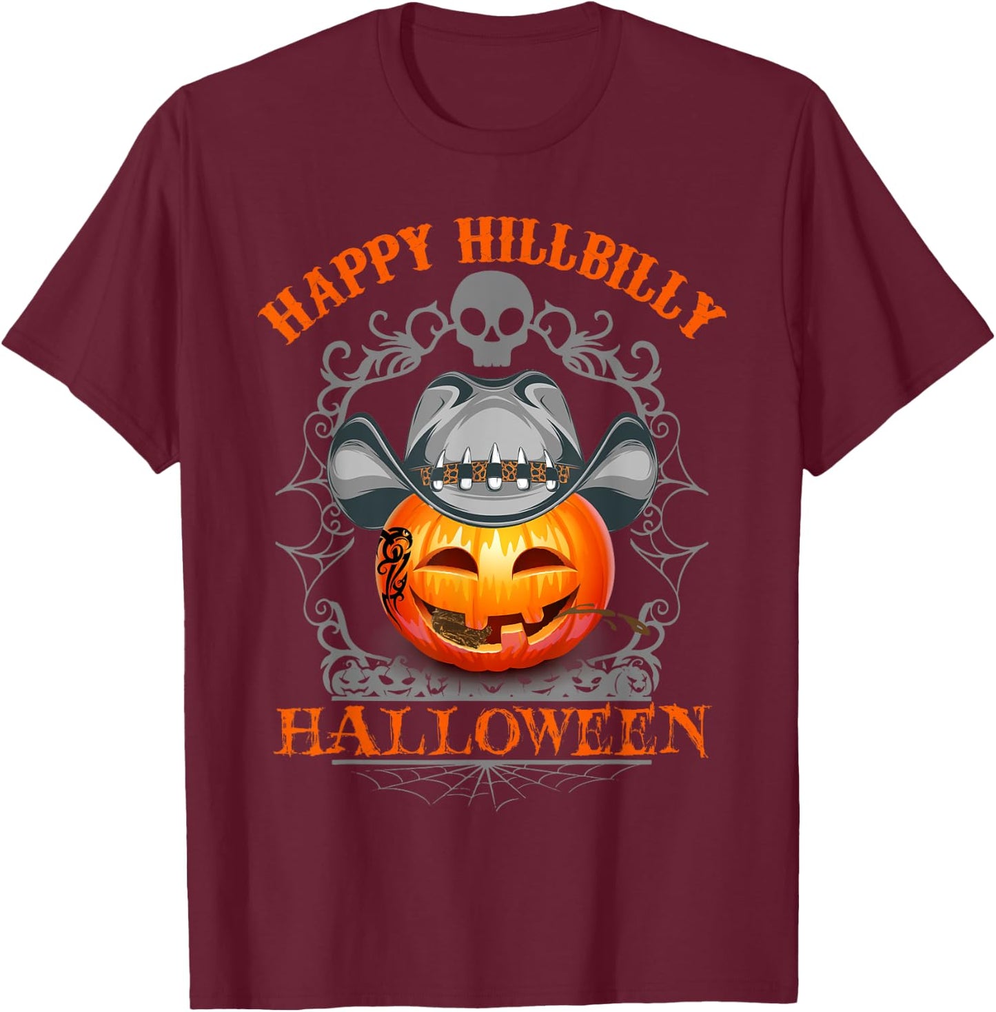 Hillbilly Pumpkin Halloween Lover Cute Birthday Gift Shirt T-Shirt - T-Shirt | Maroon