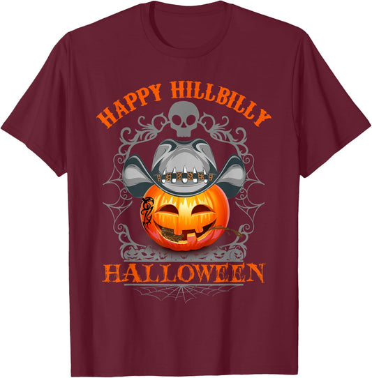 Hillbilly Pumpkin Halloween Lover Cute Birthday Gift Shirt T-Shirt - T-Shirt | Maroon