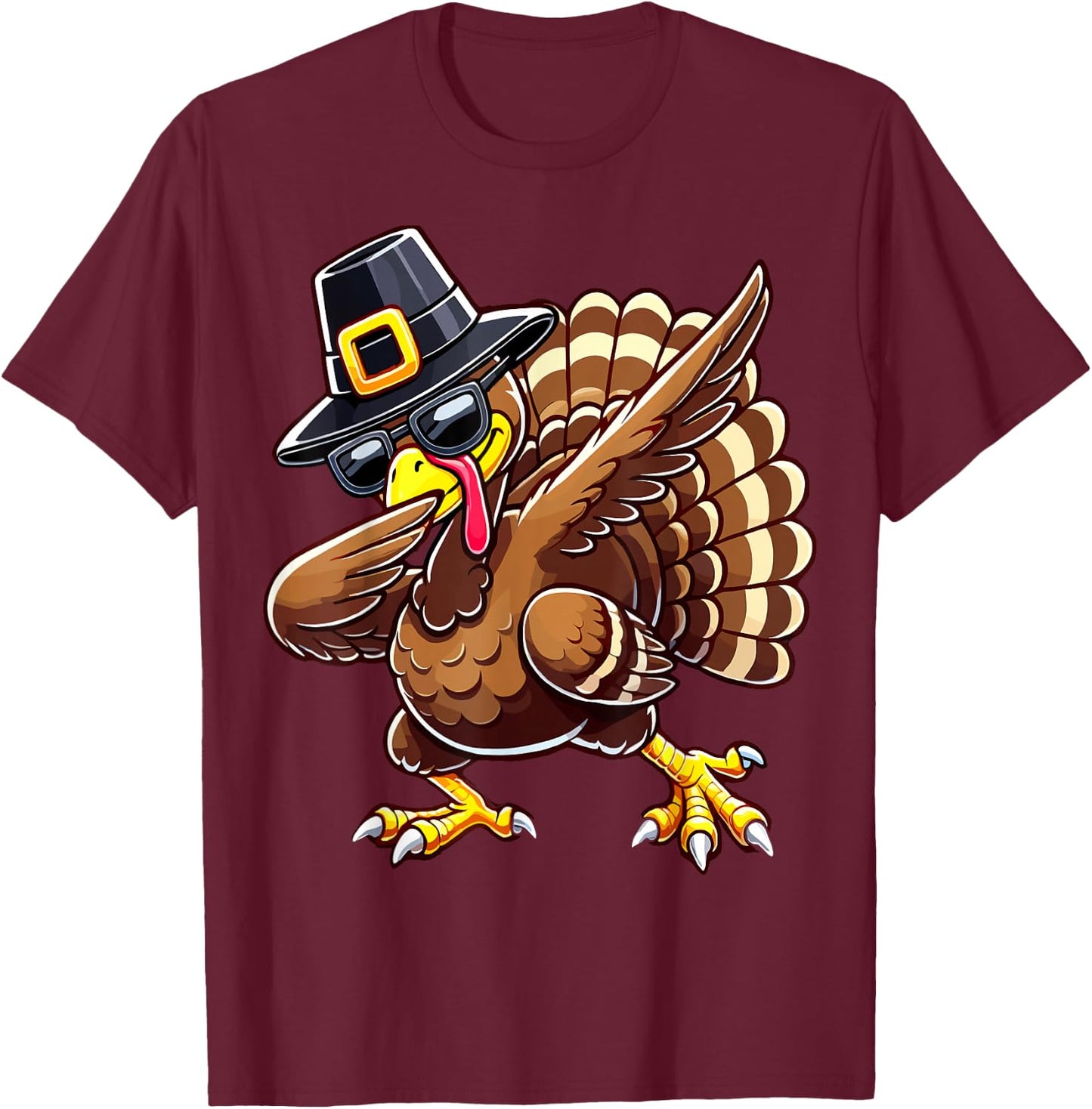 Thanksgiving Dabbing Lover Turkey T-Shirt - T-Shirt | Maroon