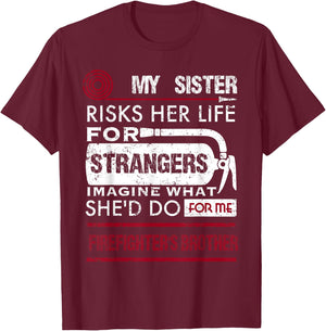 My Sister Is A Female Firefighter Hero Firefighter Kids T-Shirt - T-Shirt | Maroon
