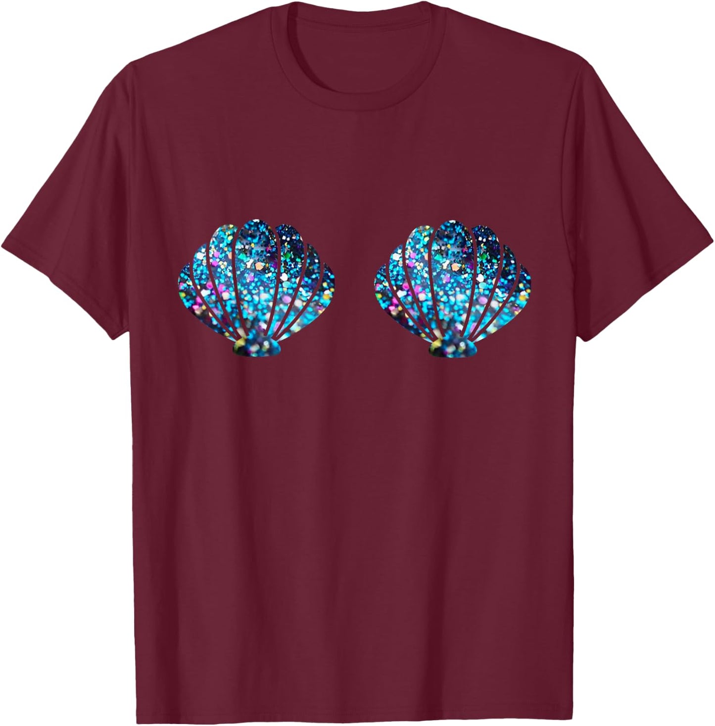 Mermaid Shell Shirt Mermaid Top Festival Birthday Party T-Shirt - T-Shirt | Maroon