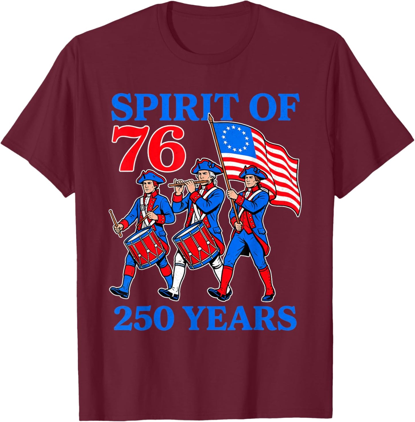 Spirit of 76 Vintage 4th of July T-Shirt - T-Shirt | Maroon